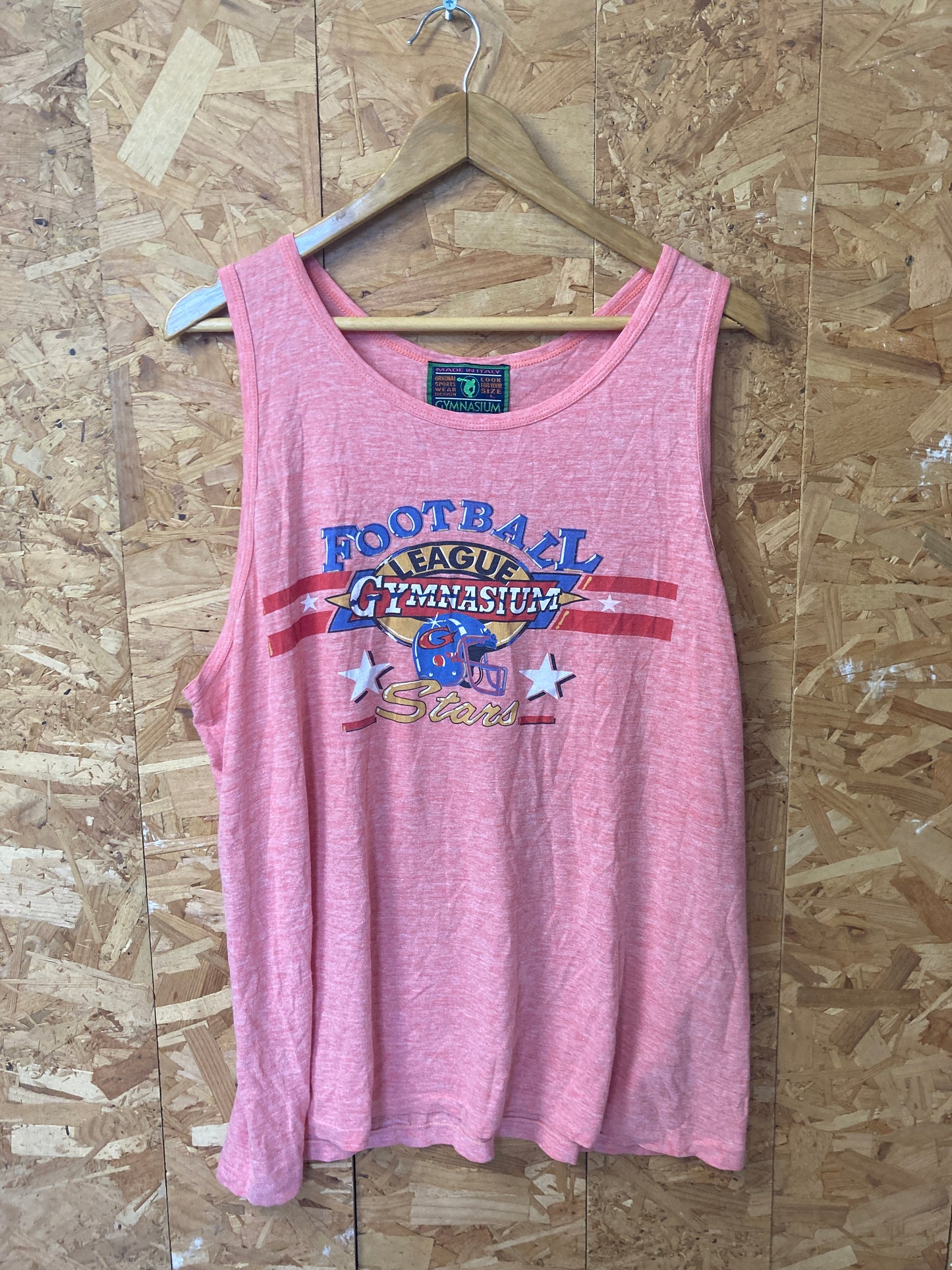 Vintage 90s pink gymnasium vest muscle souvenir t-shirt size large