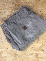 Vintage 90s Carhartt beige carpenter work pants distressed worn size W34 x L32