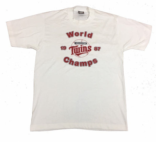 Vintage 80s USA Minnesota Twins World Champs 1987 white t-shirt size large