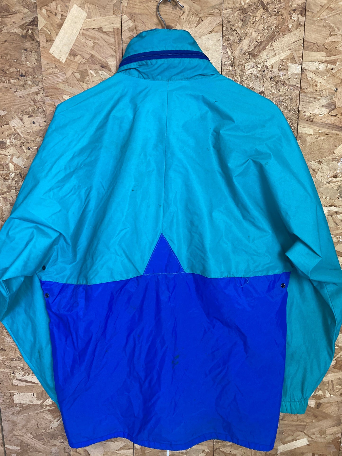 Vintage 90s K-Way blue teal raincoat windbreaker waterproof rain jacket size large