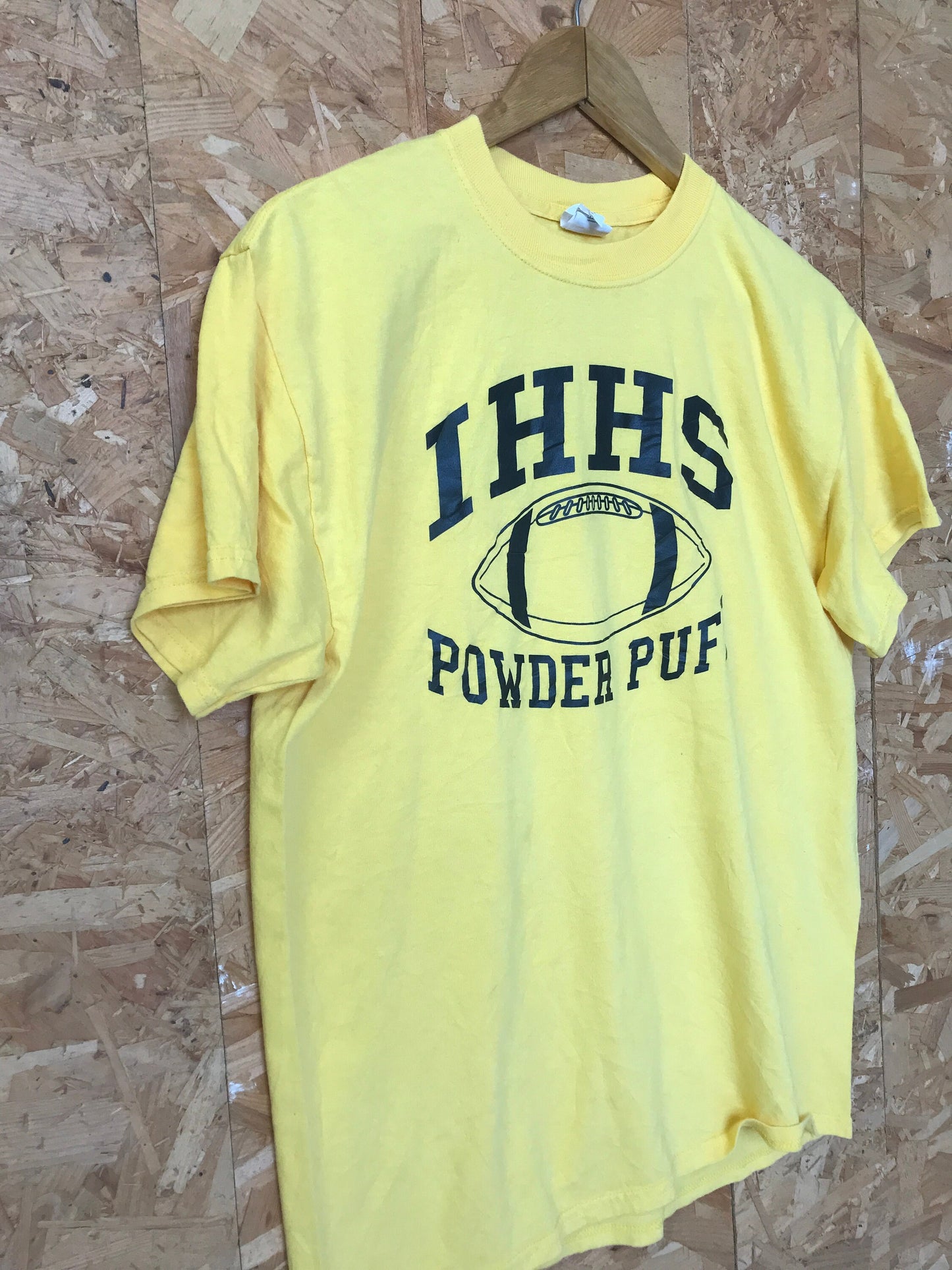 Vintage 90s IHHS Indian Hills High School football Quirky USA college team sports yellow t-shirt size medium