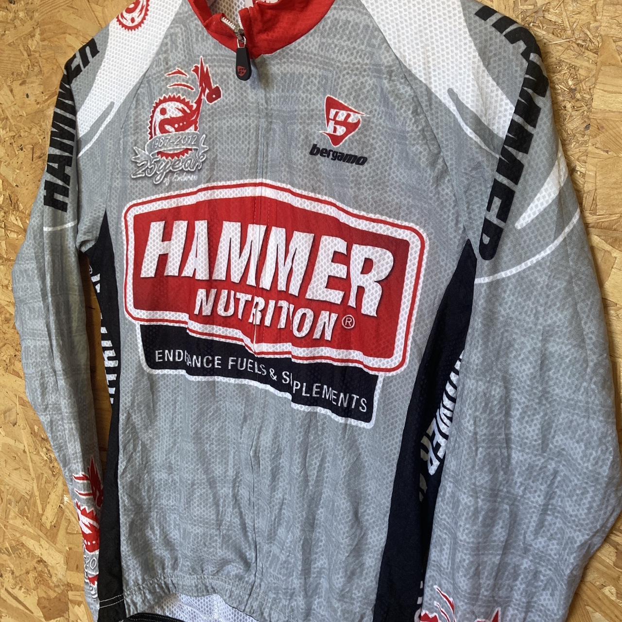 Vintage Y2K Italian made MTB race souvenir Hammer grey red race jersey Vuelta Italia Tour de France