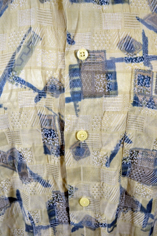 Vintage 90s beige grey abstract texture pattern shirt sleeve shirt size large