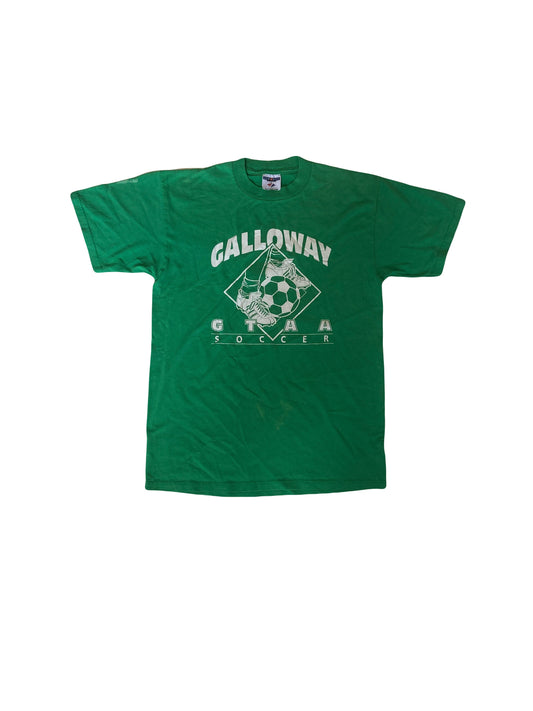 Vintage 90s green & white Galloway CTAA high school soccer team souvenir USA t-shirt size medium