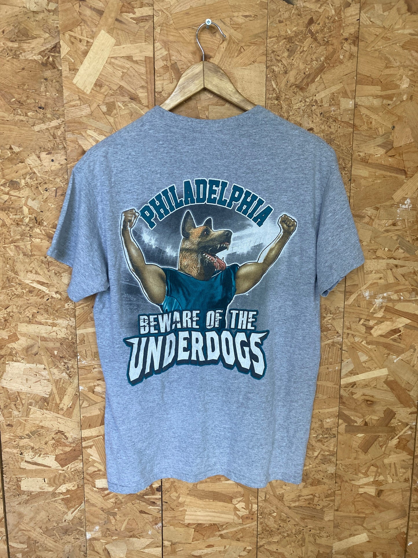 Vintage Y2K Philadelphia Underdogs USA football team souvenir grey marl t-shirt size medium