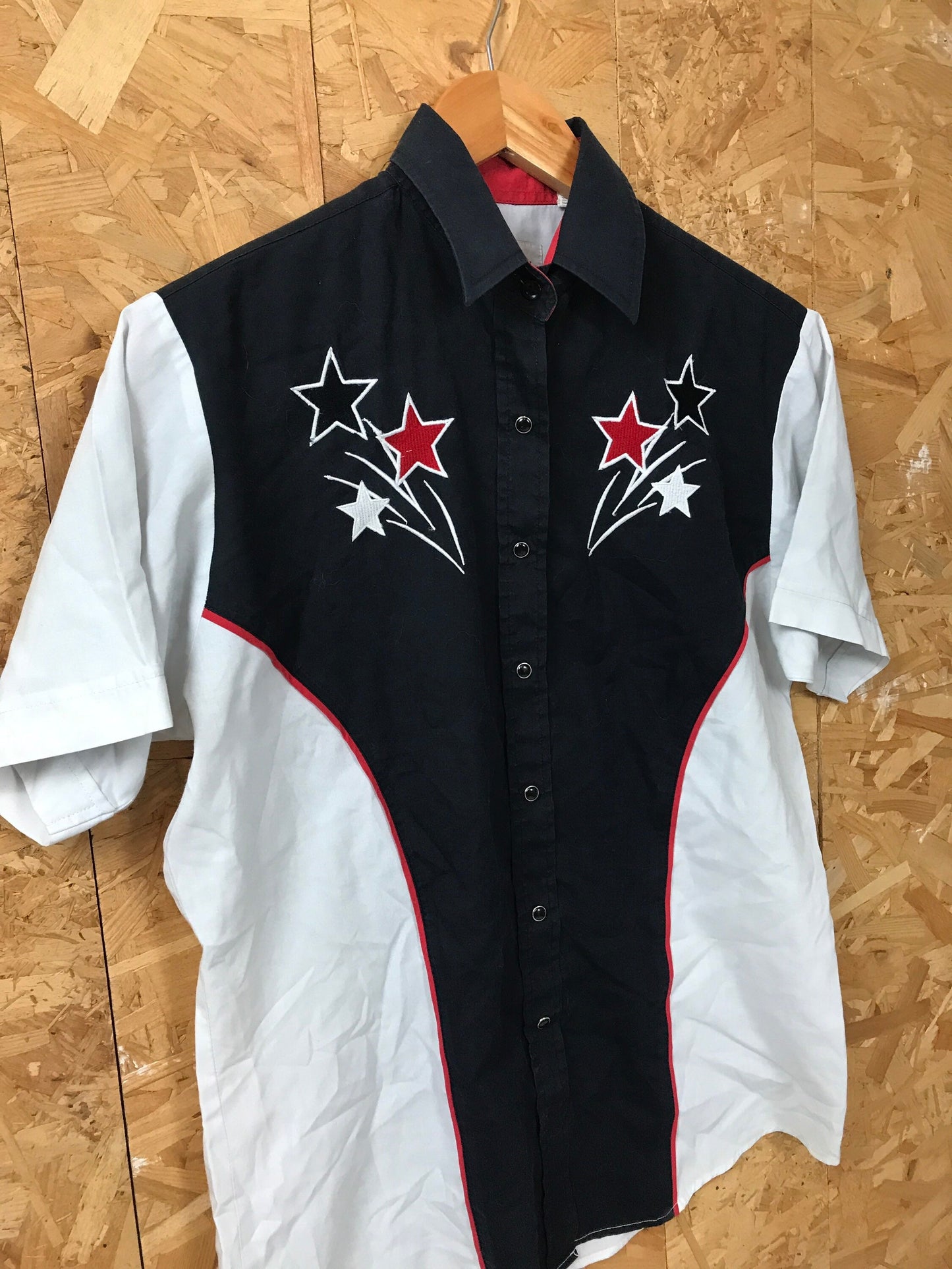 Ladies Vintage USA red black grey Rockerbilly line dance cowgirl western shirt size medium by Country Charmers