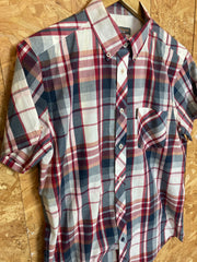 Vintage Ben Sherman red grey tablecloth chunky check short sleeve Mod skinhead retro punk shirt size small