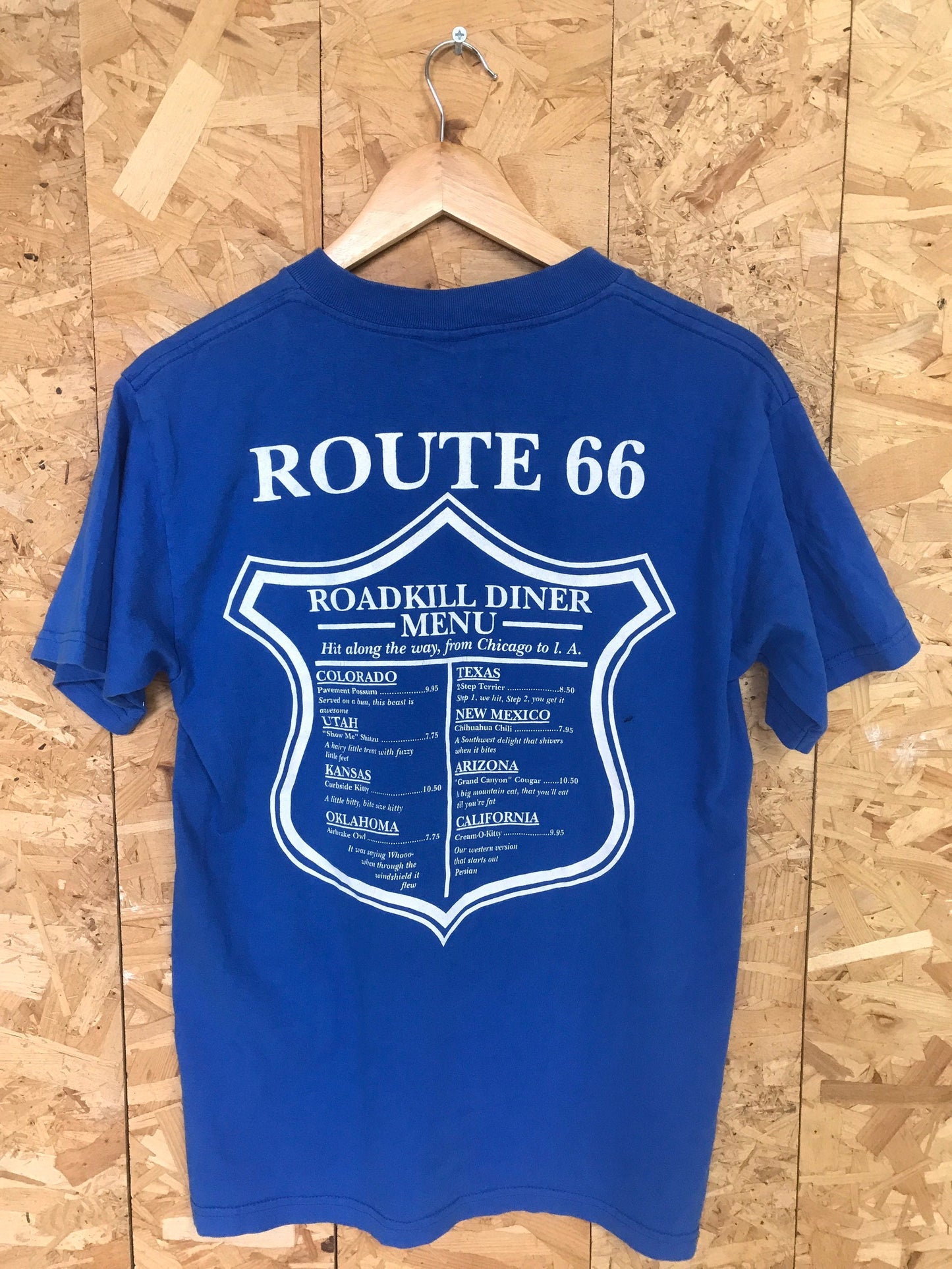 Vintage 80s Roadkill 66 Diner  blue t-shirt size medium