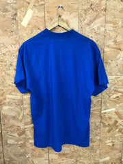 Vintage 90s Clarion Car Audio USA souvenir workers promotional blue quirky t-shirt size XL