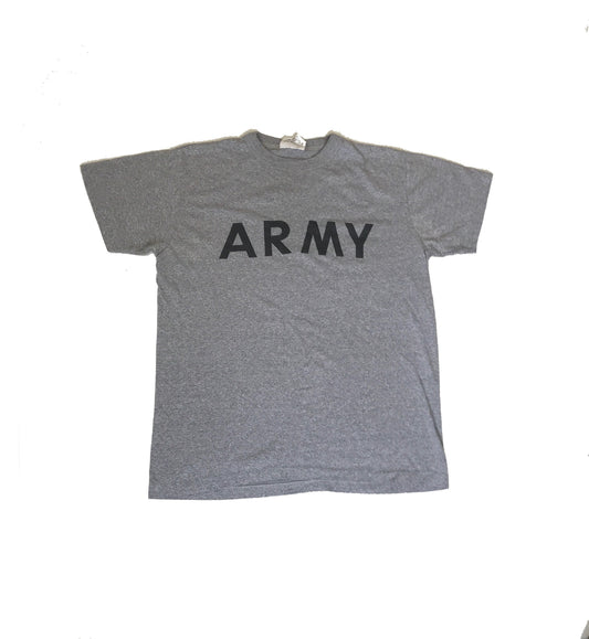 Vintage 80s USA army issue physical training heather grey t-shirt size medium AHG05