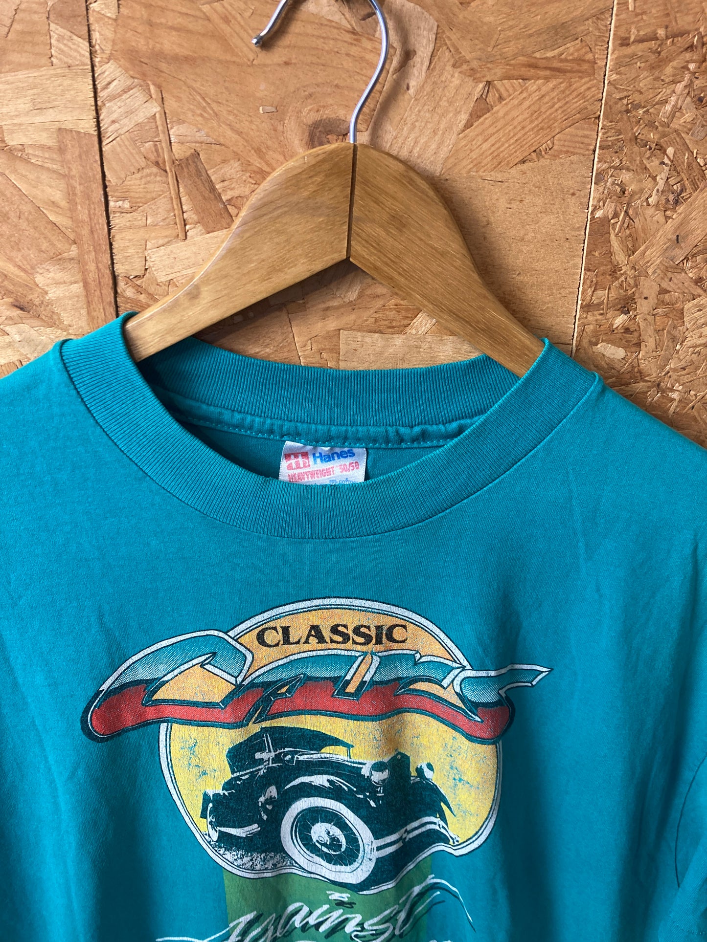 Vintage 93 green classic car meet single stitch souvenir t-shirt size large