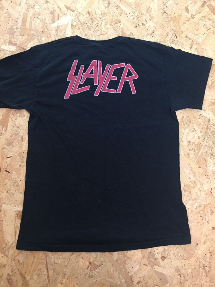 Vintage Slayer thrash metal band t-shirt double sided spell out print size medium