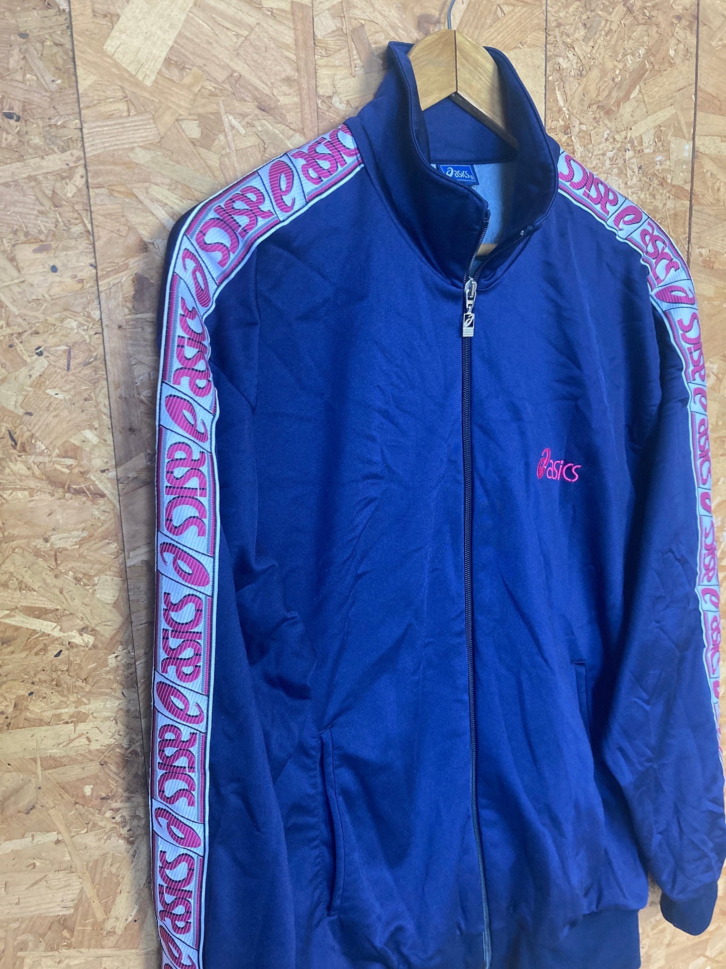 Vintage 90s ASICS blue navy pink gym  track top and trousers set size Large