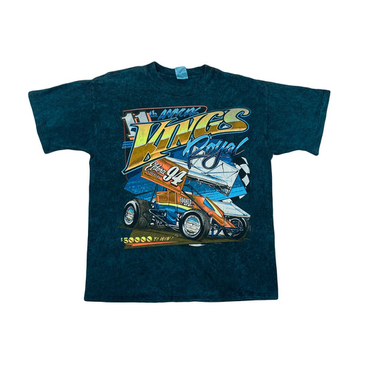 Vintage 94 Eldona speedway 11th kings royal outlaw racer NASCAR blue tie dye faded souvenir t-shirt