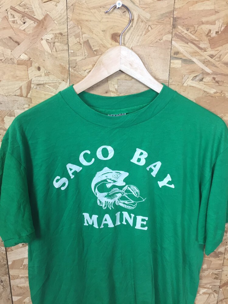 Vintage 90s Saco Bay Maine USA souvenir green t shirt size XL