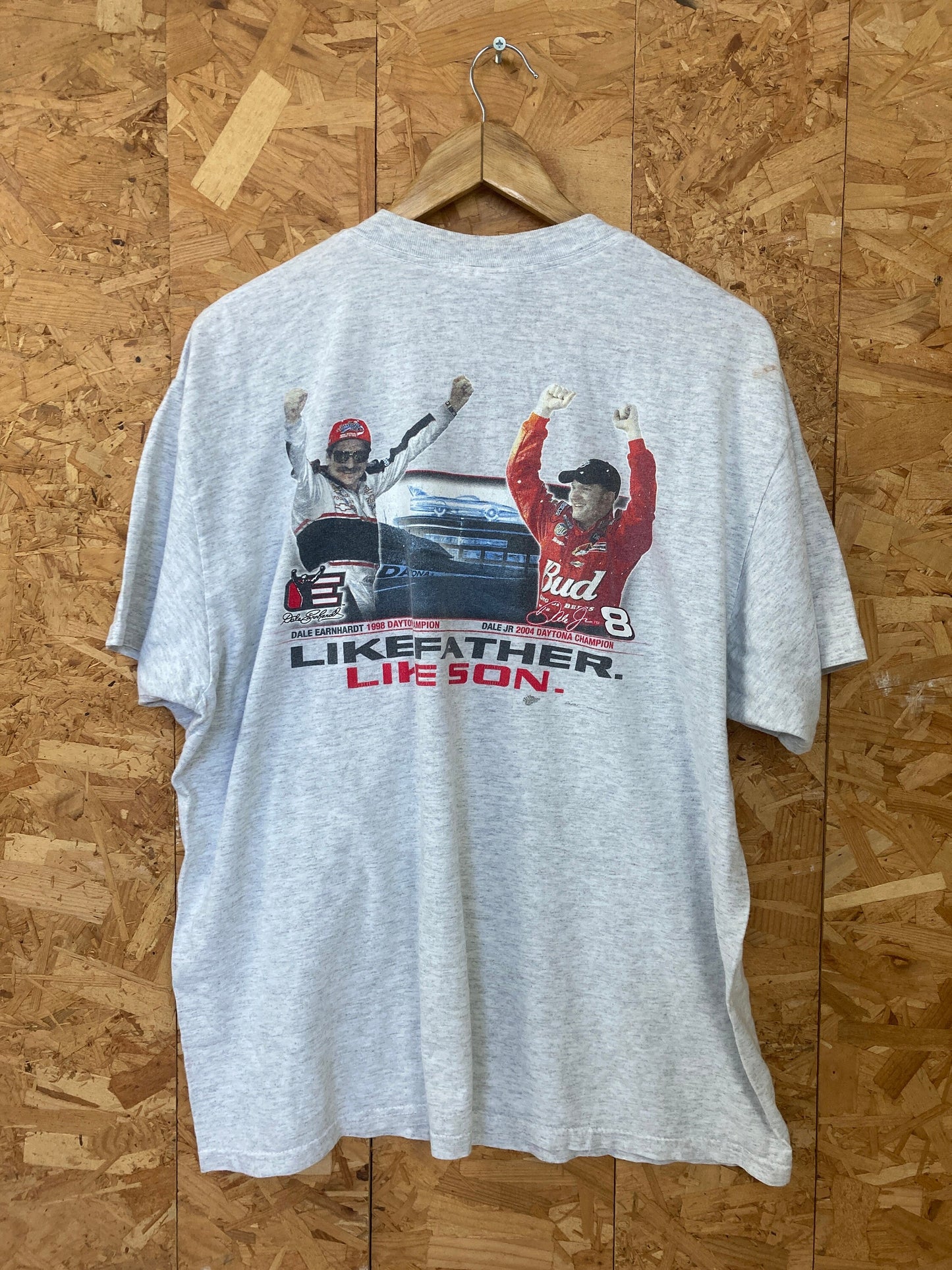 Vintage grey NASCAR Dale Earnhardt Jr Daytona like father like son t-shirt size XL