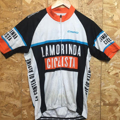 Vintage 90s Italian made lamorinda ciclista capo la contea di alpine jersey orange white blue size X