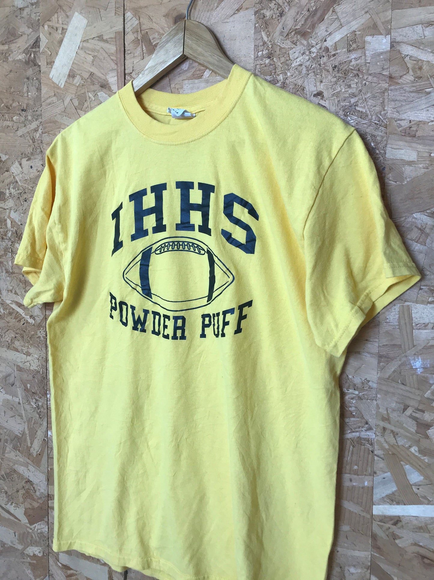 Vintage 90s IHHS Indian Hills High School football Quirky USA college team sports yellow t-shirt size medium