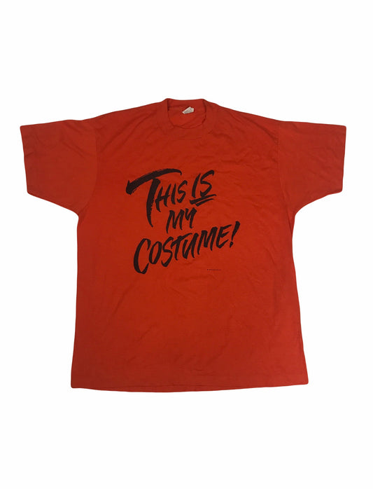 Vintage 80s This Is My Costume USA 89’ hallmark souvenir orange t shirt size XL