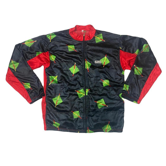 Vintage 90s high quality Castelli Italian made cycle jacket black satin green red size XL