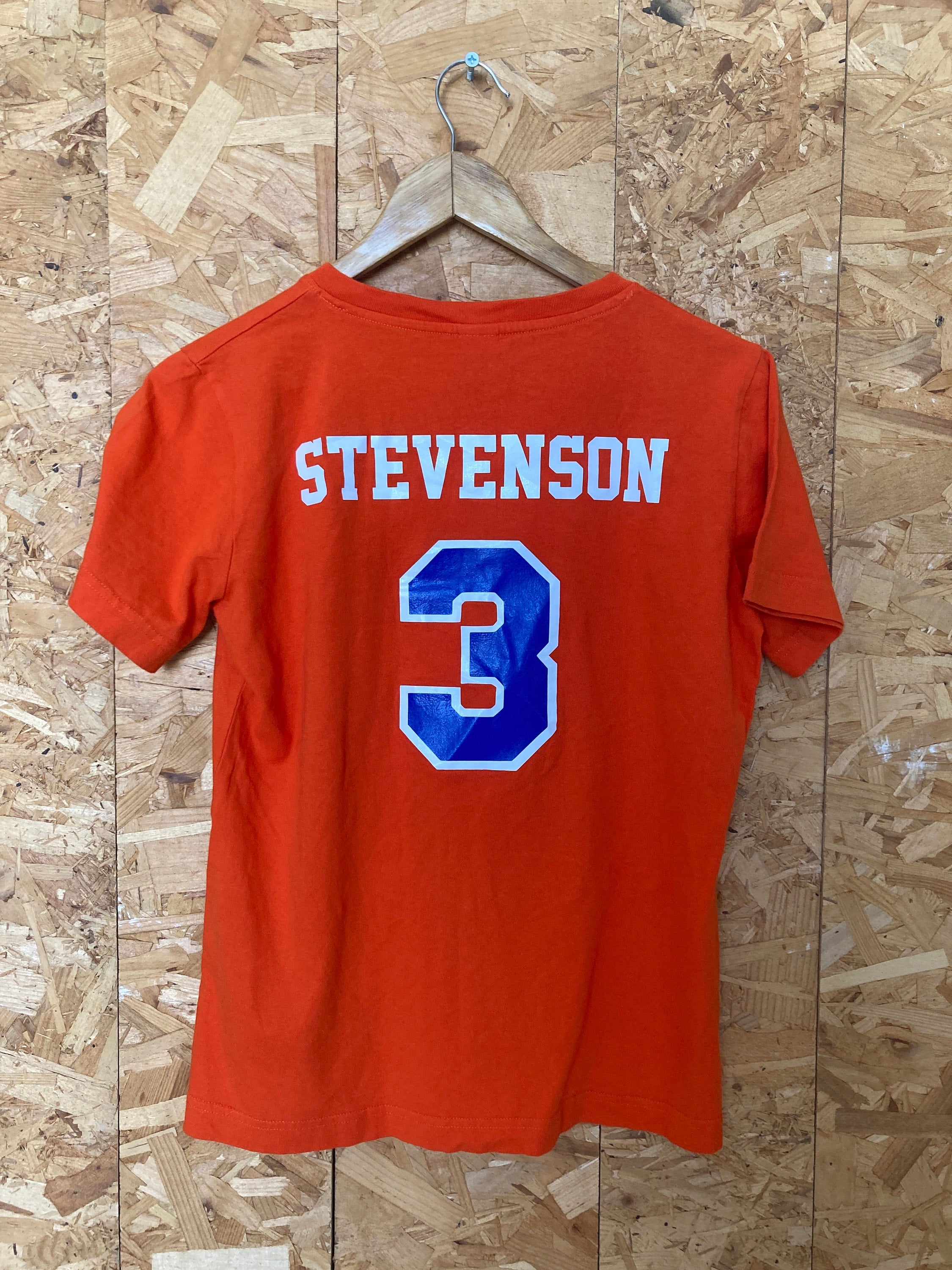 Vintage 90s Hawks Baseball college team Stephenson #3 USA orange v-neck t-shirt size medium