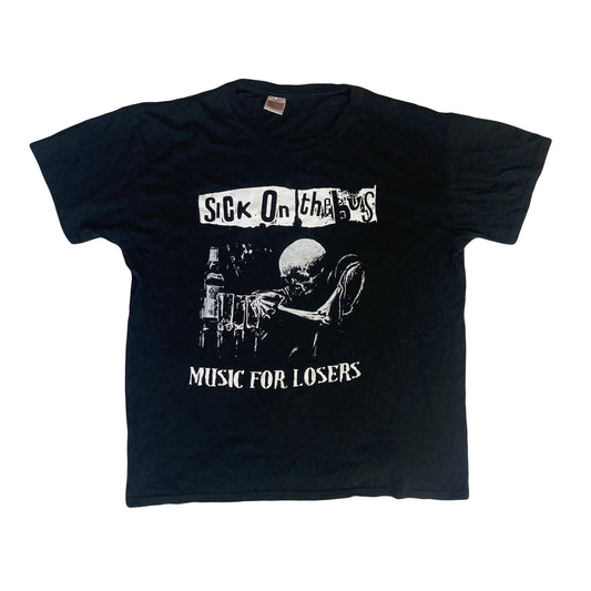 Vintage 00s rare Sick On The Bus - Music for losers UK punk anarchy band t-shirt size large