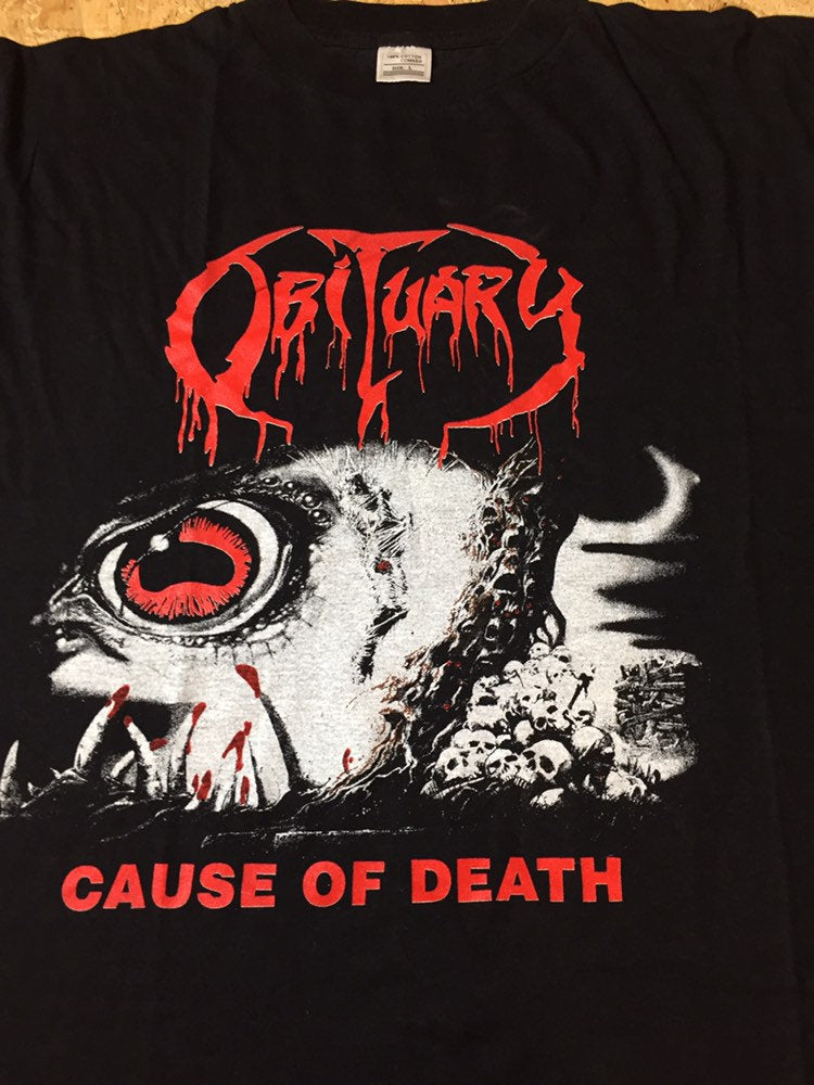 Rare Vintage 1990 Obituary Cause of death album tour US t shirt size large