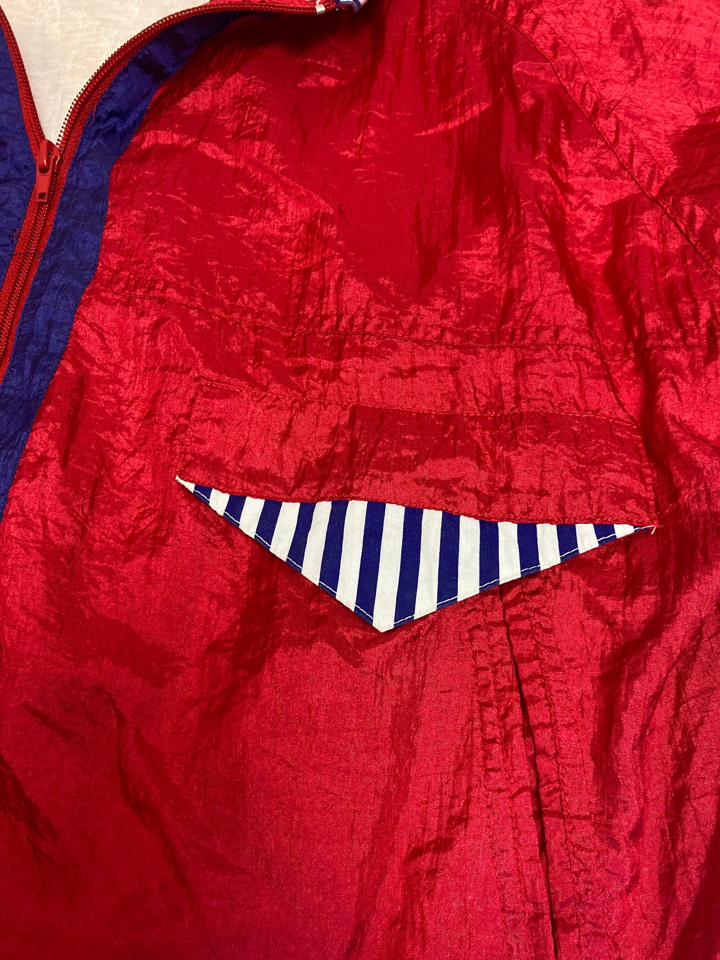 Vintage 90s red blue quirky nautical style shell track jacket windbreaker size large