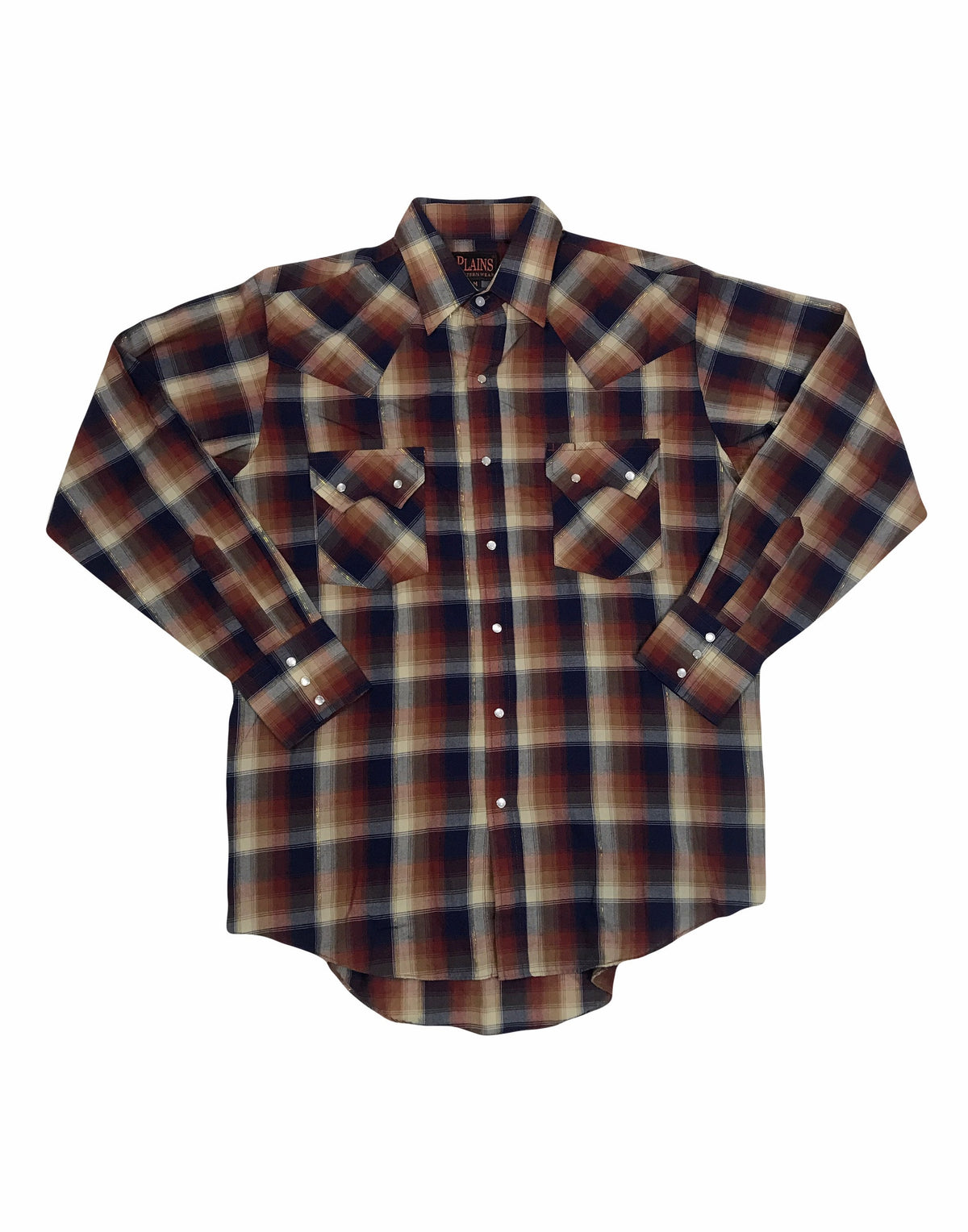 Vintage 80s check western cowboy rodeo shirt with gold thread size medium
