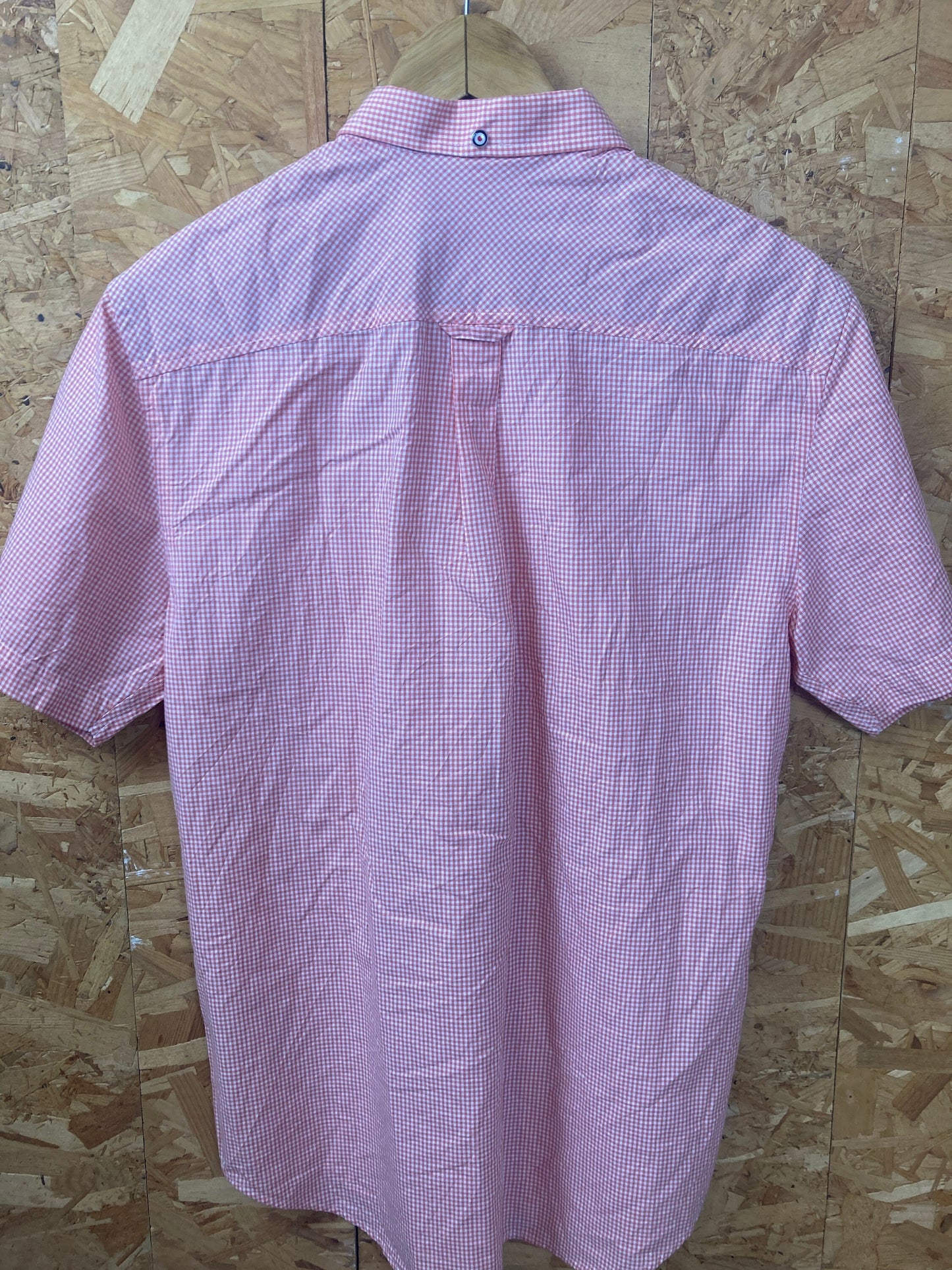 Vintage Ben Sherman light red pink white tablecloth fine check short sleeve Mod skinhead retro punk size medium