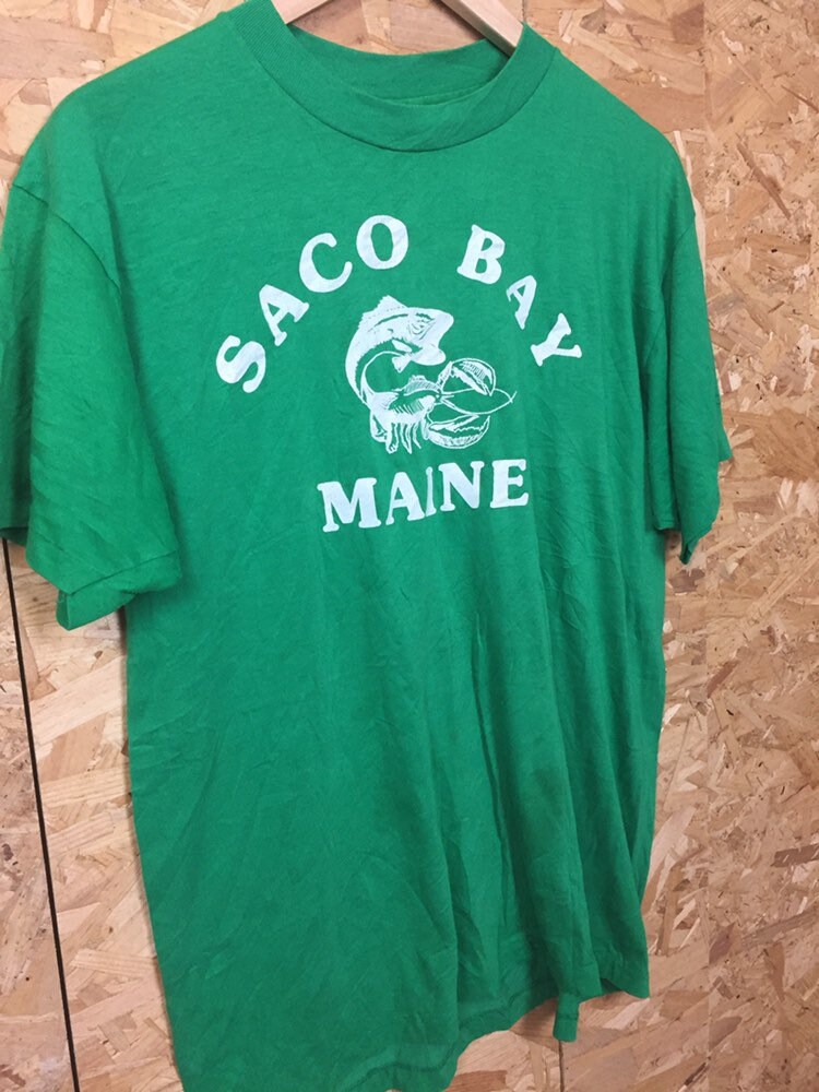 Vintage 90s Saco Bay Maine USA souvenir green t shirt size XL