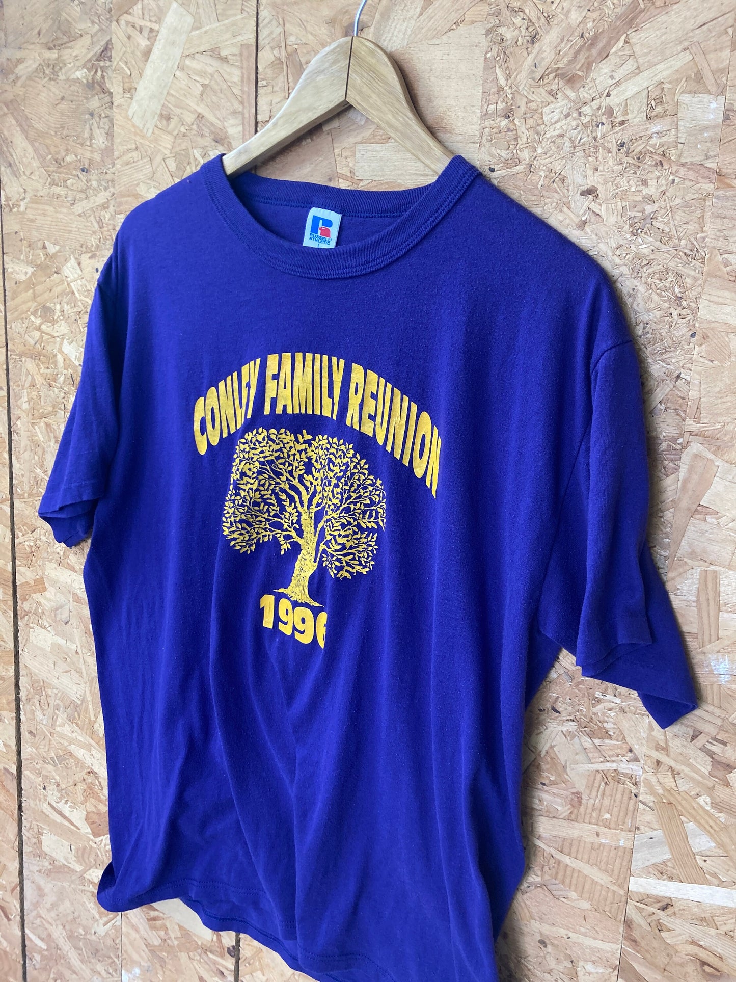 Vintage 90s Conley Family Reunion Together in Love - Monroe LA USA souvenir quirky purple yellow t-shirt size large