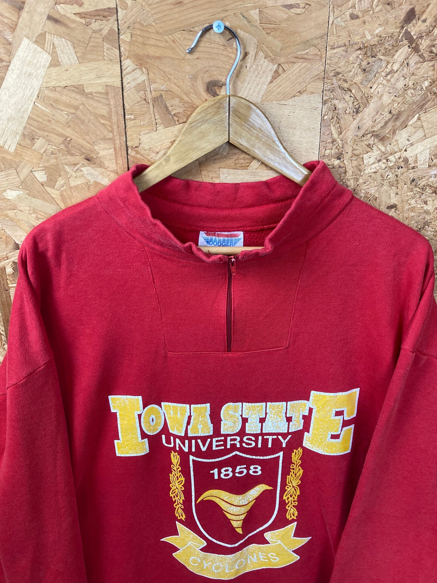 Vintage 80s Iowa Cyclones USA red oversized quarter zip style sweater size X-large