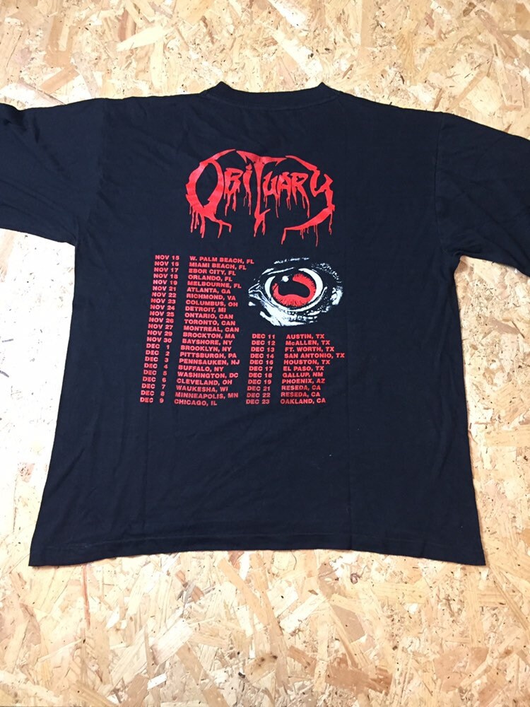 Rare Vintage 1990 Obituary Cause of death album tour US t shirt size large