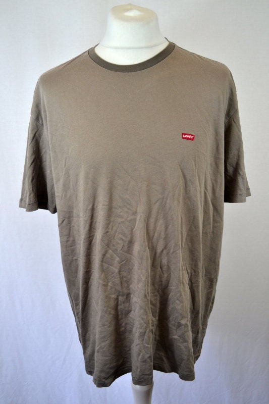 Vintage Y2K Levis drab grey olive muted green plain t-shirt size XL