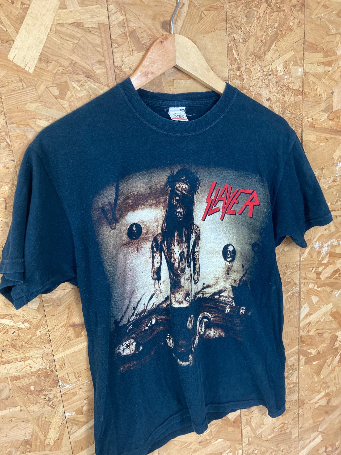 Vintage Slayer heavy metal rock band double sided print t shirt size medium