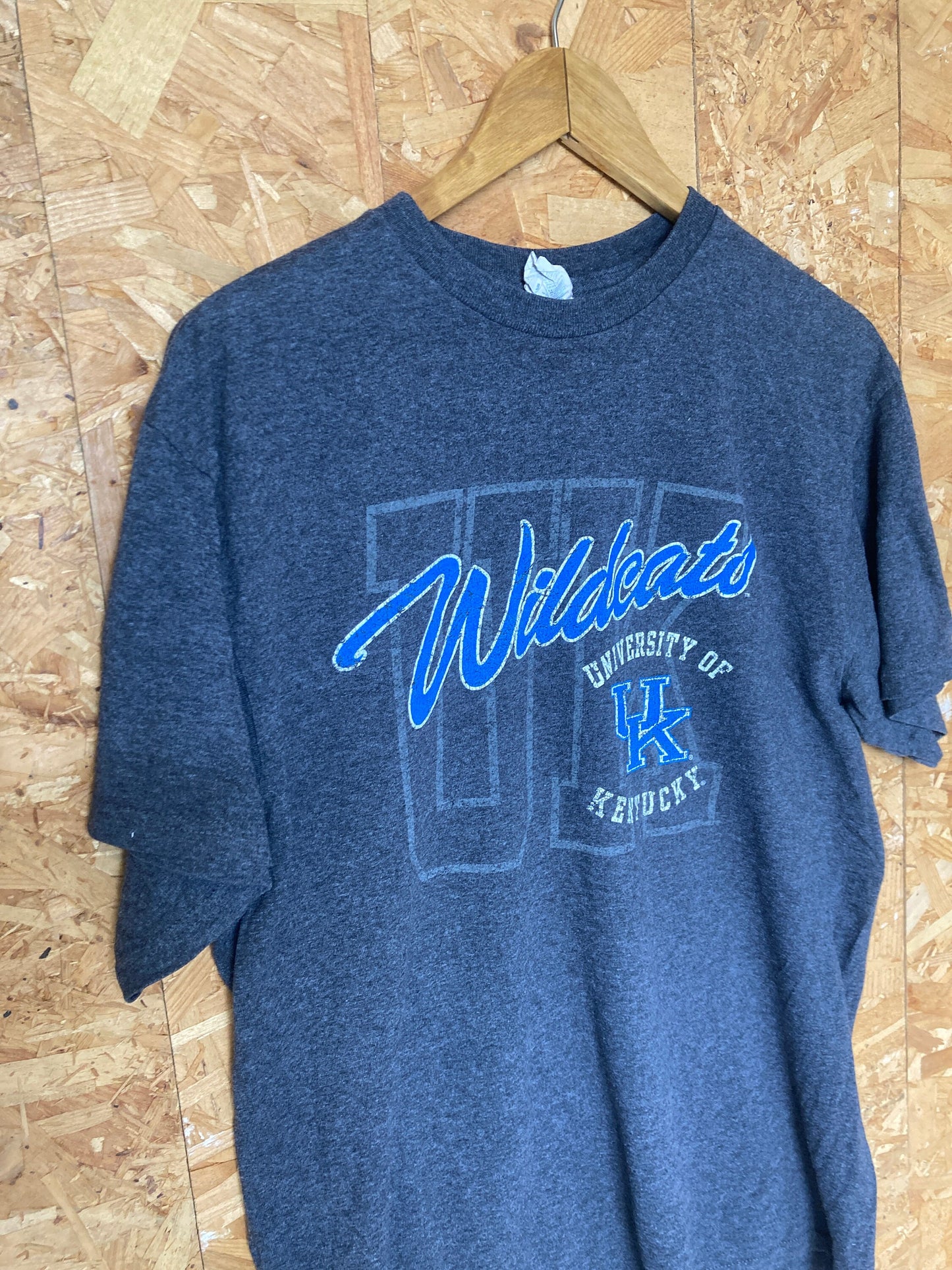 Vintage 90s Kentucky Wildcats USA college athletics souvenir dark grey marl t-shirt size large