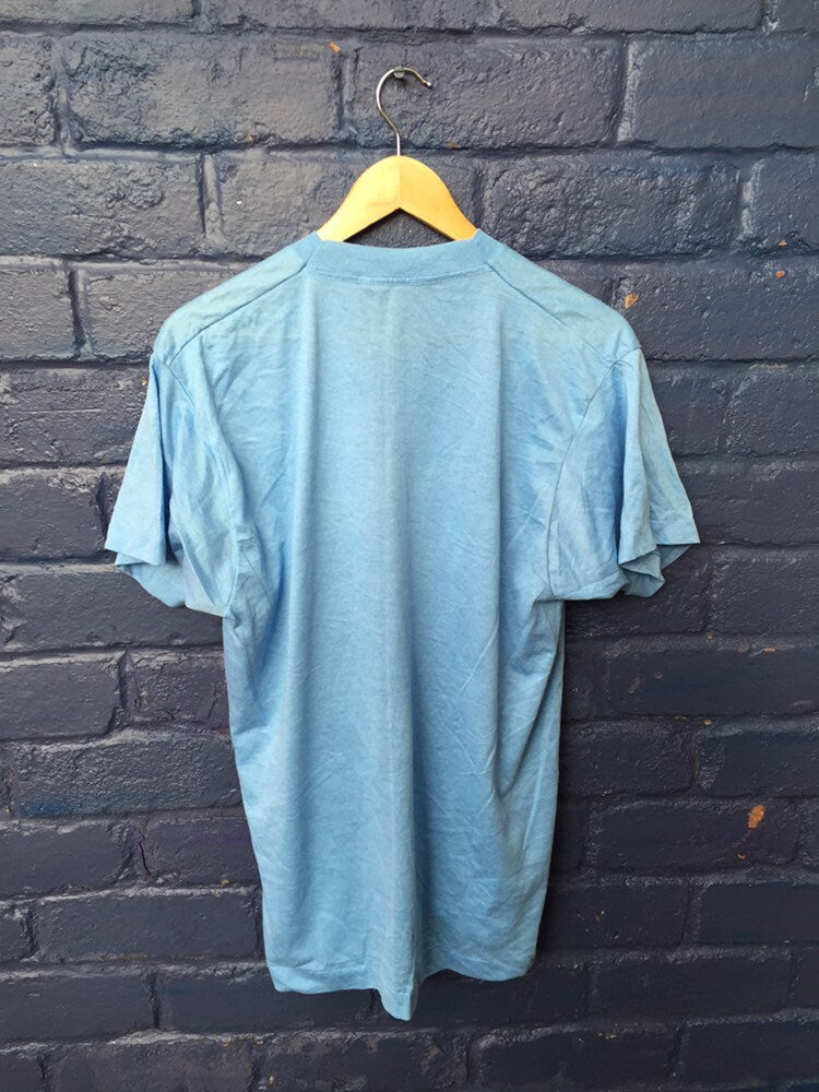 Vintage 90s Official member bob Steve morning cruiser USA souvenir light blue t shirt size large