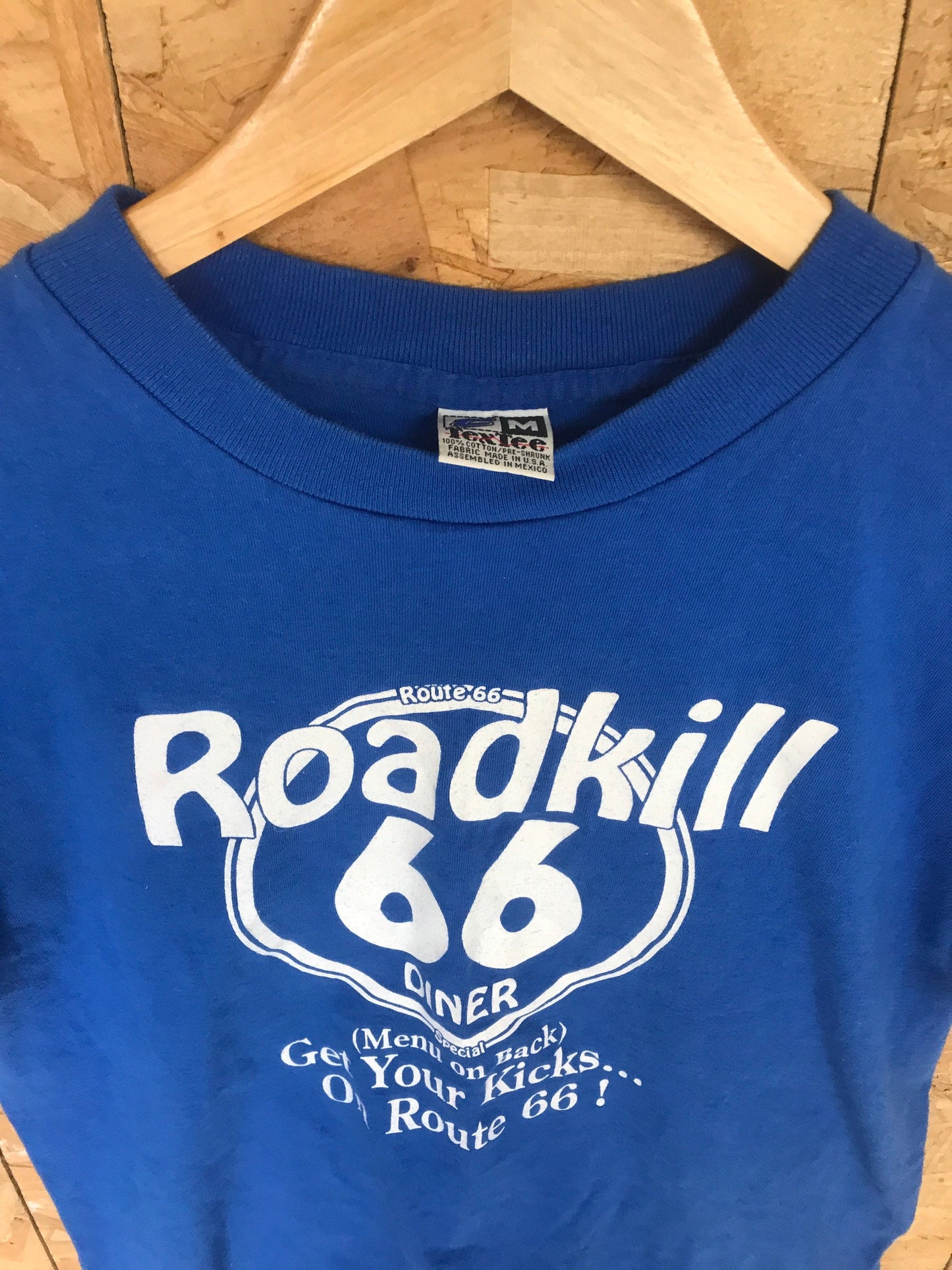 Vintage 80s Roadkill 66 Diner  blue t-shirt size medium