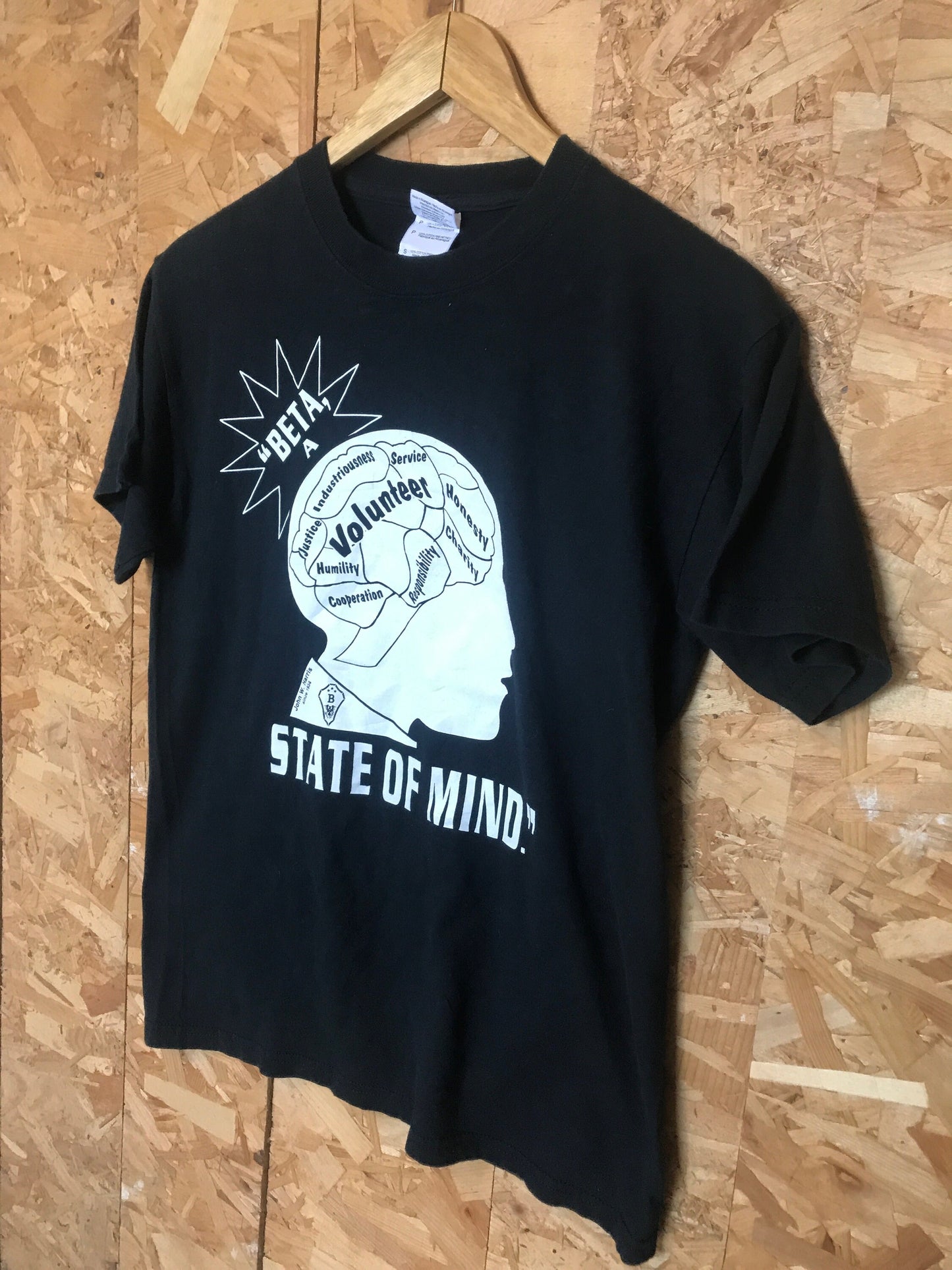 Vintage 90s quirky nerdy science Beta A 'State of Mind'  USA faded black souvenir t-shirt size small