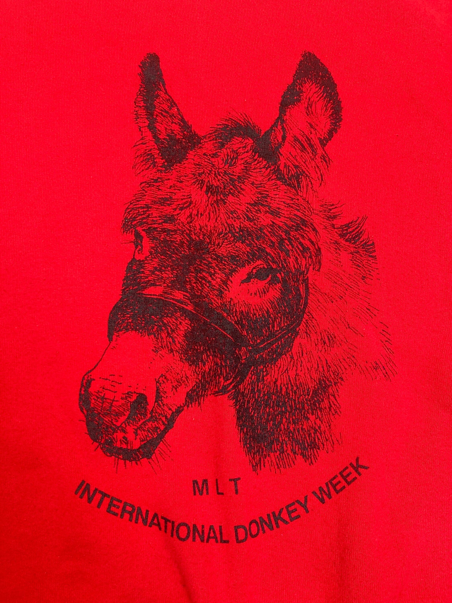 Vintage Y2K International Donkey Week MLT red crew neck sweater size large