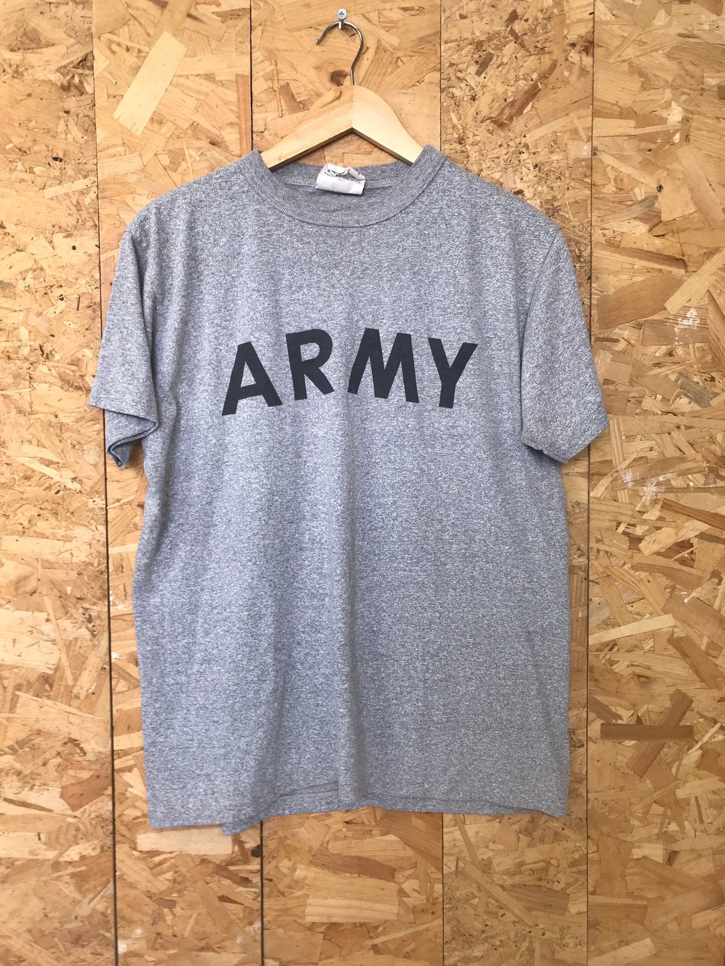 Vintage 80s USA army issue physical training heather grey t-shirt size medium AHG05