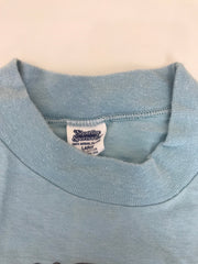 Vintage 70s Basketball Supporter quirky USA souvenir pale baby pastel blue t-shirt size large
