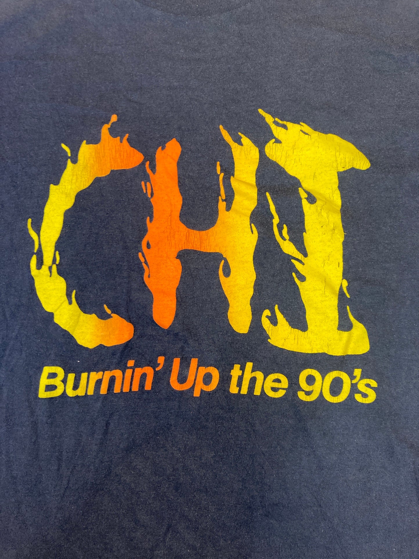 Vintage 90s CHI burning up the 90’s souvenir navy blue t-shirt size XL by screen stars