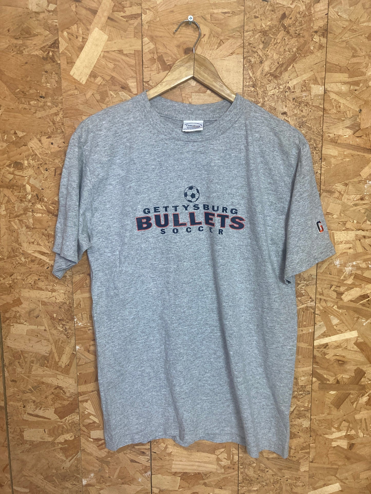 Vintage Y2K Gettysburg Bullets Soccer USA souvenir grey marl t-shirt size medium