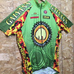 Vintage 90s USA made galyan's camelbak yakima style cycle jersey camouflage green yellow orange size large