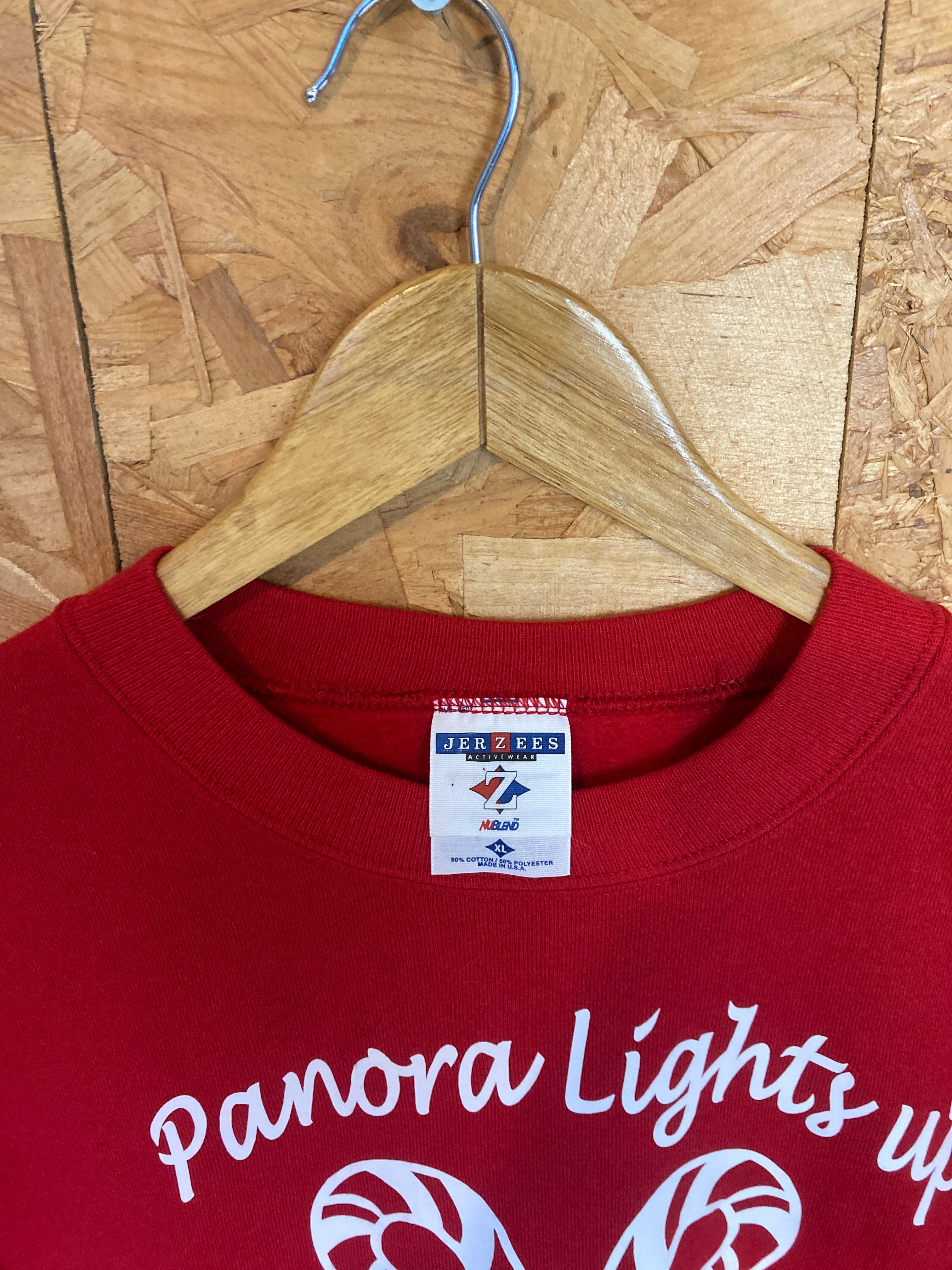 Vintage 90s red Panora lights up USA Christmas crew neck sweater size XL