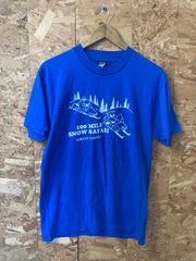 Vintage 90s blue 100 mile snow safari forest county souvenir t-shirt size large