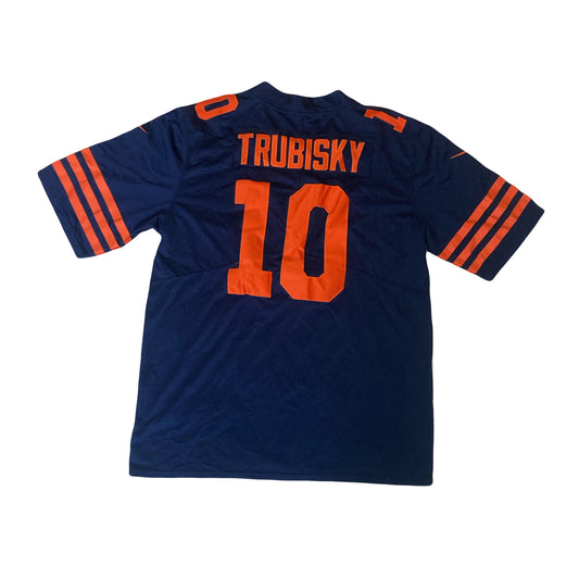 Vintage USA NFL Chicago bears Mitchell Trubisky player jersey navy blue orange size large by Nike