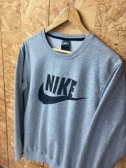 Vintage 90s Nike swoosh logo grey black crew neck sweater size medium